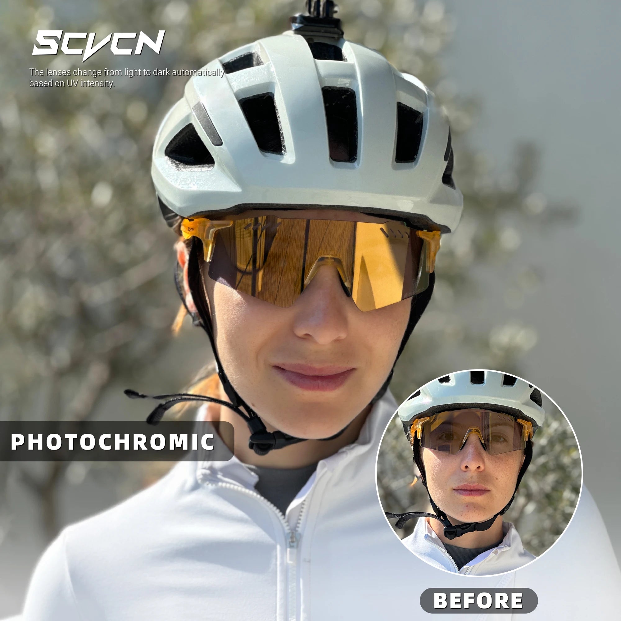 SCVCN Photochrome fahrrad Radfahren brille UV400 Fahrrad reiten Brillen Sport MTB Outdoor Sport Golf Camping Fahren Okulare