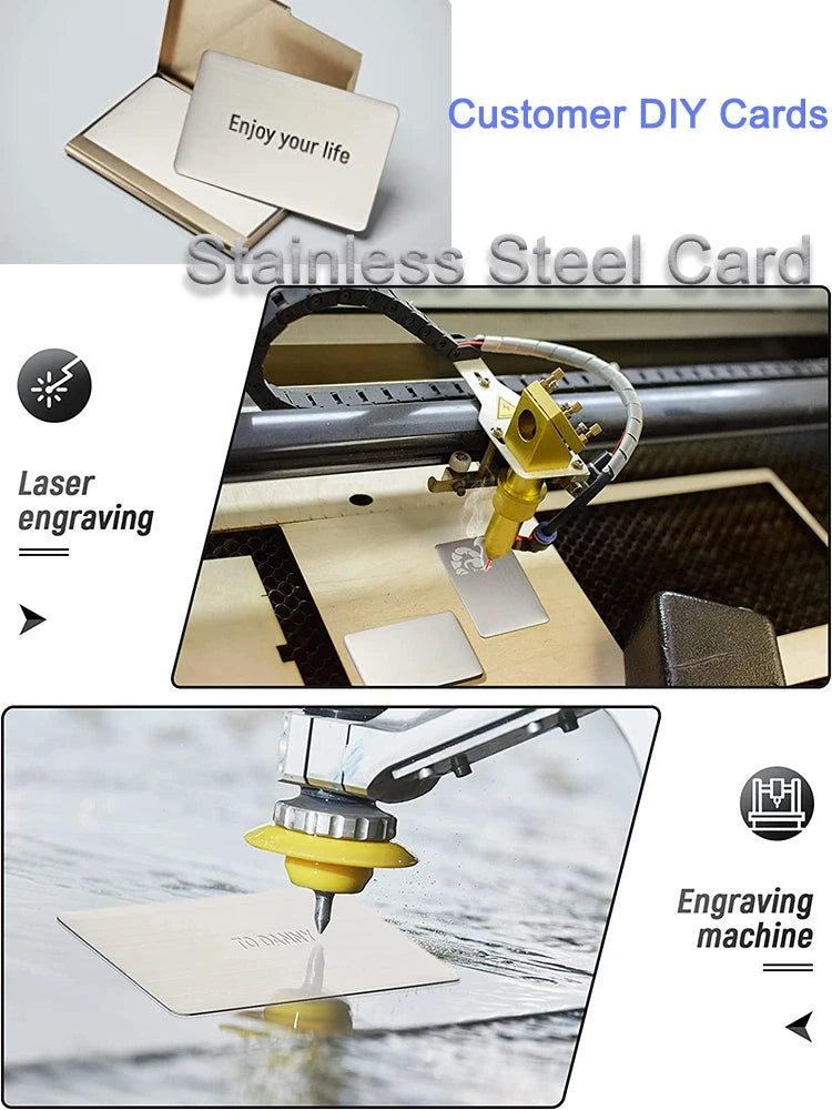 Dicke Metall-Visitenkarten aus Edelstahl 304, Rohlinge, Karte für Kunden, Lasergravur, DIY-Geschenkkarten, matte gebürstete Verarbeitung