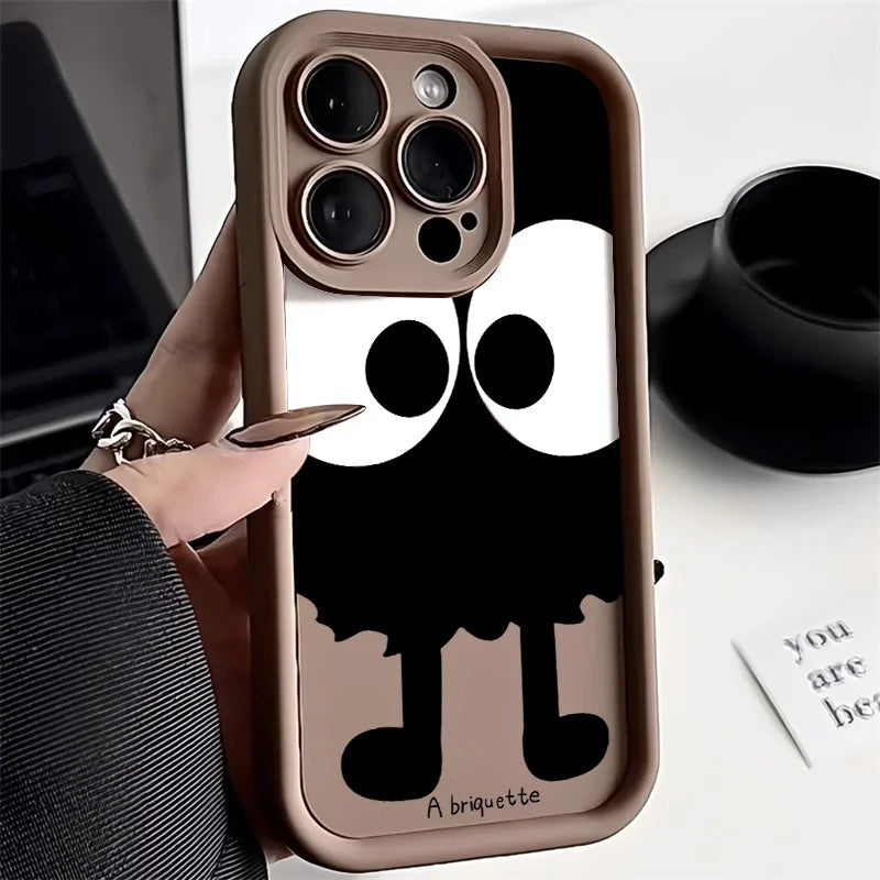 Schwarze Briketts Handyhülle für iPhone 14 16 11 12 13 15 Pro Max 14 Plus 15Pro 7 8 SE2020 XR XS Hüllen Flüssigsilikon Rückseite
