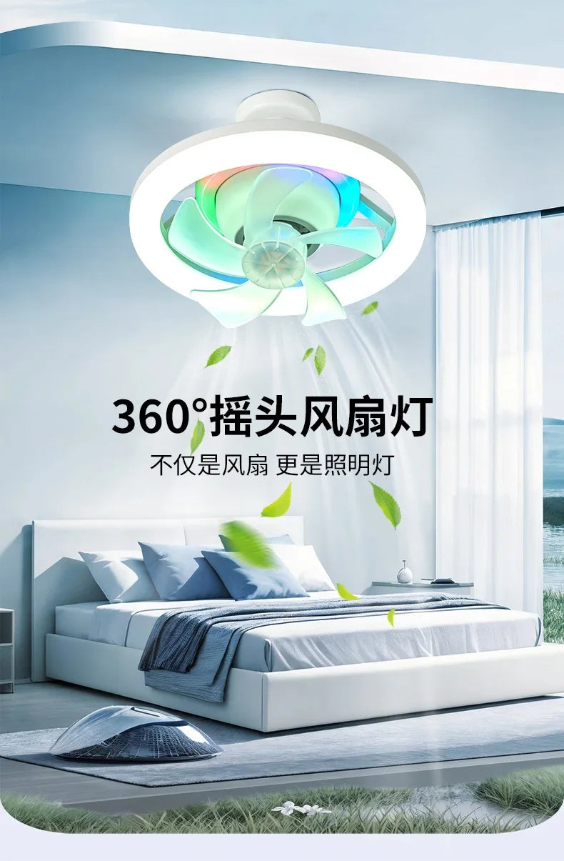 Neueste 360 ° bewegliche Kopf Decken ventilatoren Licht e27 LED-Fernbedienung RGB dreistufige Wind geschwindigkeit Wohnzimmer Esszimmer Schlafzimmer heiß