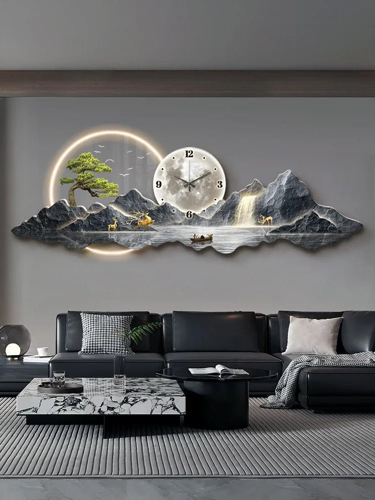 Kreative Uhr Hängen Malerei Wand Dekoration LED Wandbild Wohnzimmer Visuelle Dekoration Hängen Uhr Nordic Hause Dekoration