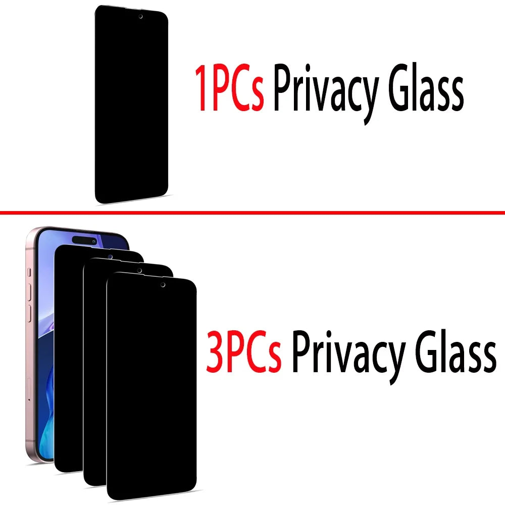 1~3PCS Anti Spionage gehärtetes Glas Für iPhone 17 16e 16 15 Pro Max Privatsphäre Bildschirmschutz Apple iPhone 15 14 Plus 13 12 11 Pro MaxAntispionagefolie Glas iPhone 17 Pro Max Front Anti-Peeping Schutzfolie