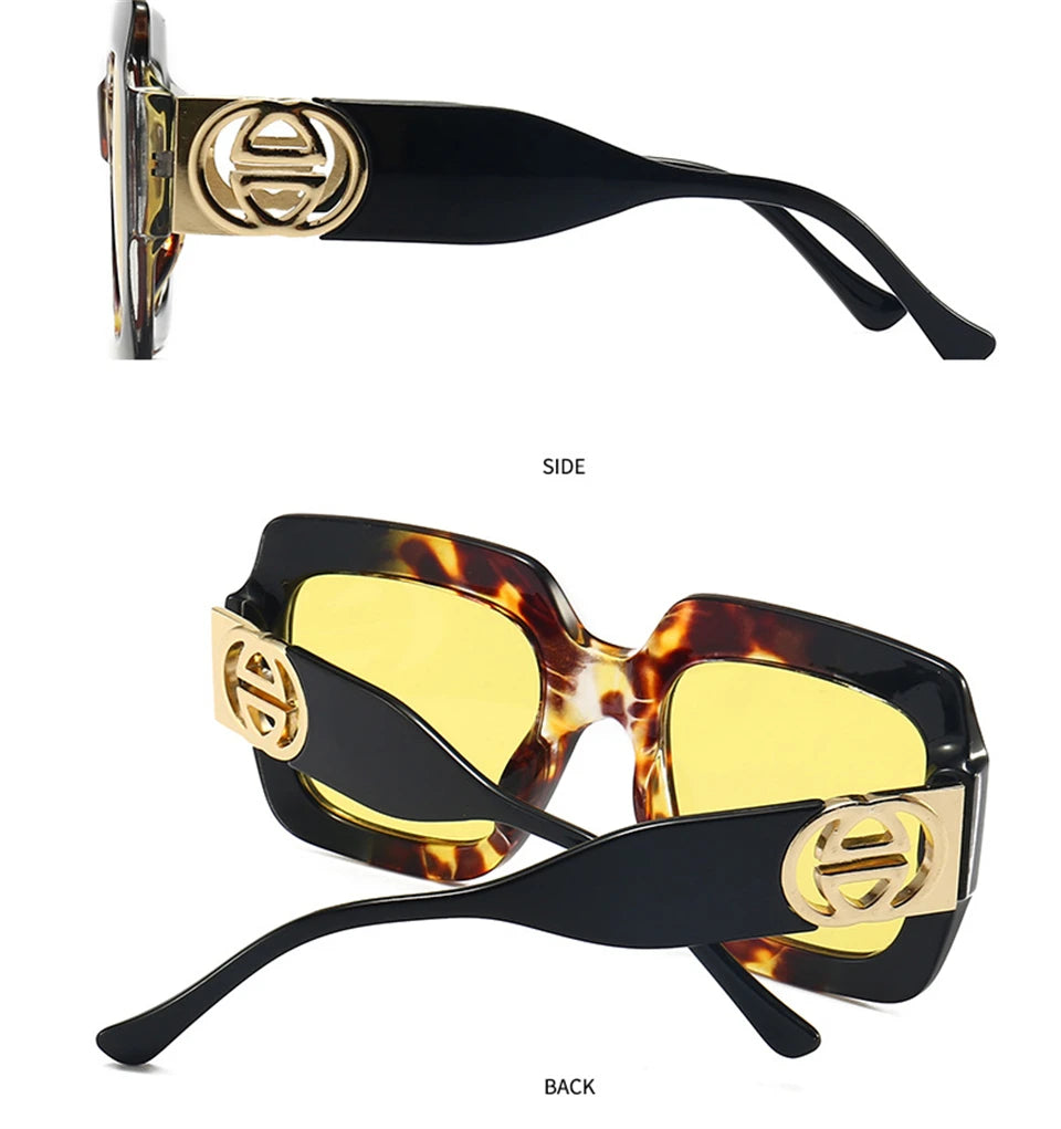 2024 Retro übergroße quadratische Sonnenbrille Frauen Luxusmarke Big Frame Sonnenbrille für Männer Vintage Punk Shades UV400 Tendy Brillen