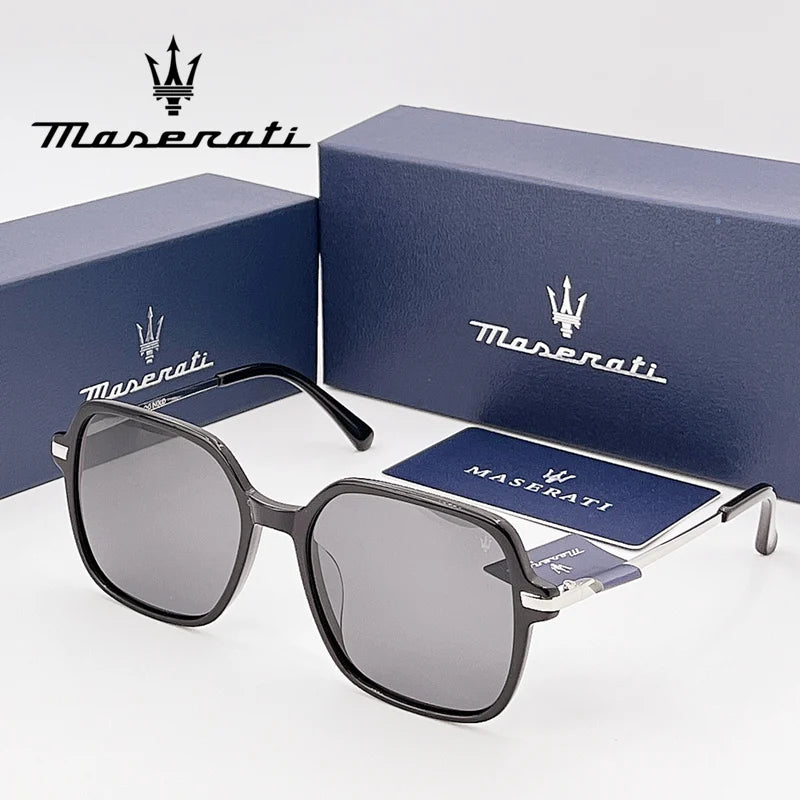 MASERATI Sonnenbrille, neue modische Schutzbrille, stilvolle, ungerahmte Metallrand-Sonnenbrille für Männer und Frauen, coole Pose, trendiges Design 10785