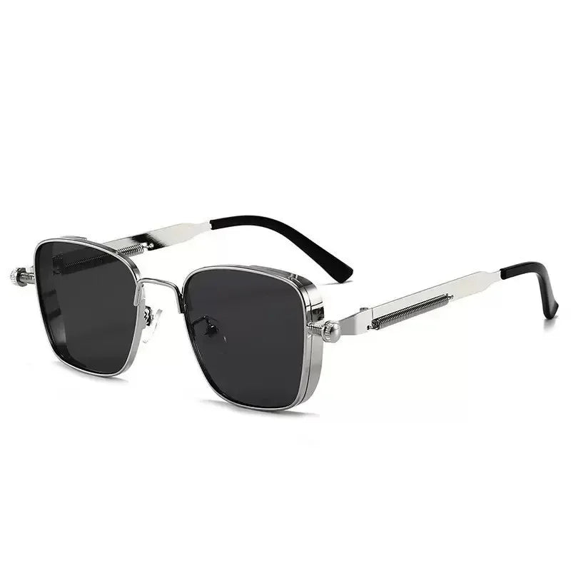 Männer Fahren Sonnenbrille Vintage Steampunk Quadratische Sonnenbrille Brillen Metallrahmen mit Federscharnieren Frauen Okular Trendige Brille