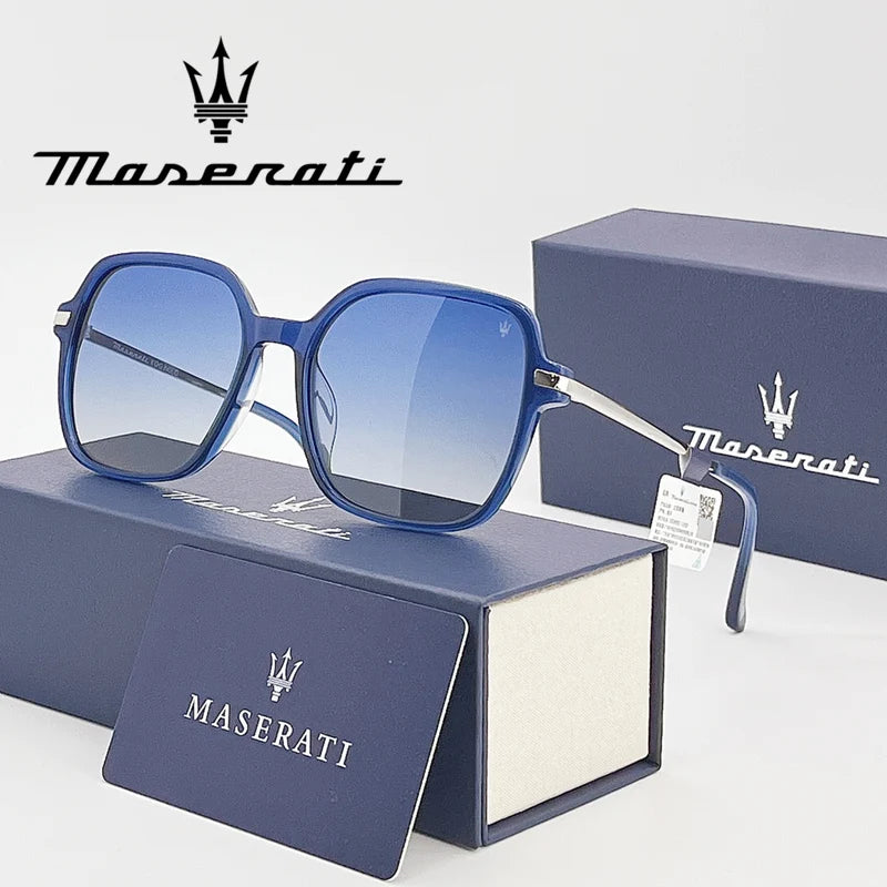 MASERATI Sonnenbrille, neue modische Schutzbrille, stilvolle, ungerahmte Metallrand-Sonnenbrille für Männer und Frauen, coole Pose, trendiges Design 10785