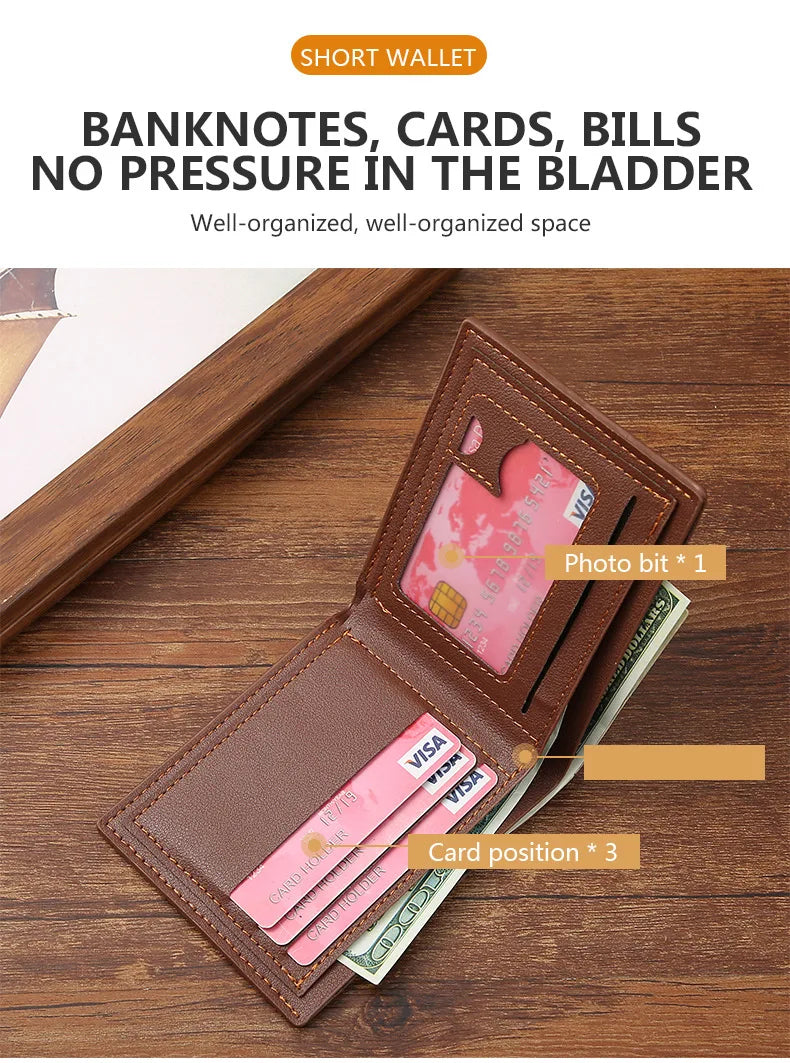 Männer Slim Geld Clip Brieftasche Kreditkarte ID Halter Casual Männlich Leder Kurze Multi-kartenhalter Geldbörsen Geschäftsmann Bifold Brieftasche