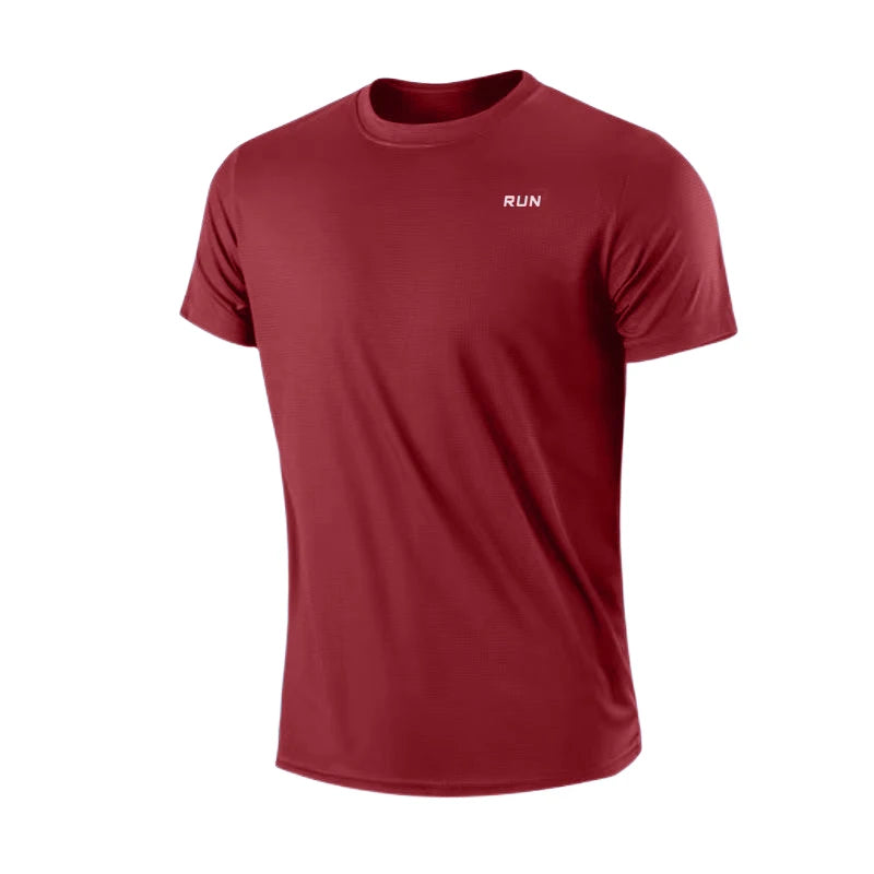 Männer schnell trocknen Kurzarm Fitness studio laufen feuchtigkeit transportierende Rundhals-T-Shirt Training Übung Fitness studio Sport hemd Tops leicht