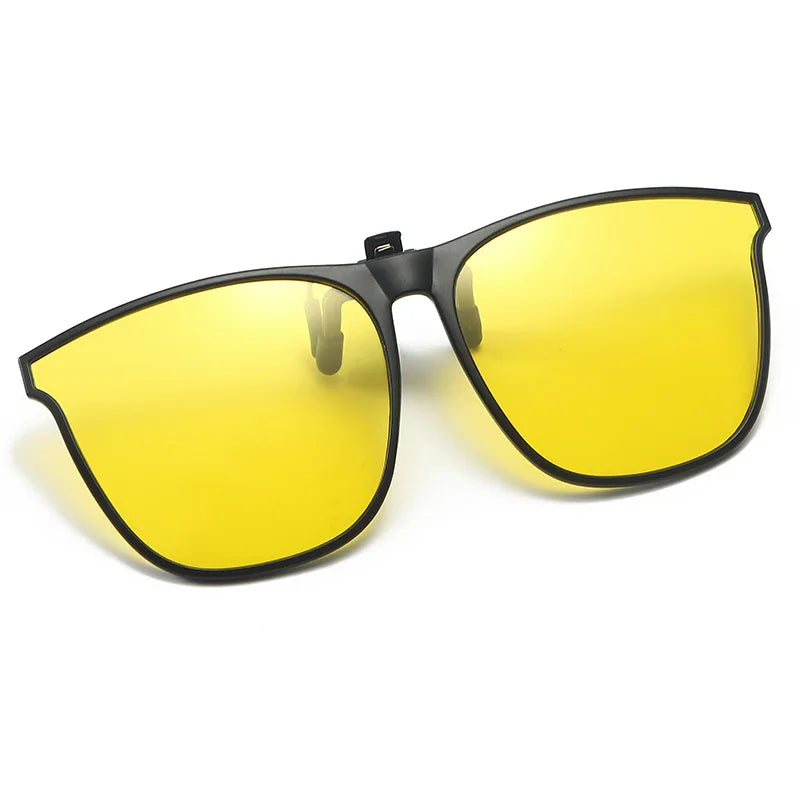 Polarisierte Clip-On-Sonnenbrille für Herren, Autofahrerbrille, UV400, Sonnenbrille, blendfrei, quadratische Vintage-Brille