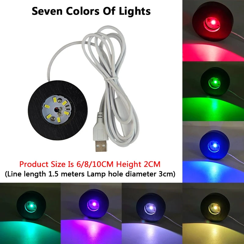Schwarze runde massivholz leuchtende Basis geschnitzte Kristallkugel Ornament Nachtlicht Glas Keramik Geschenk Lampe Ornament