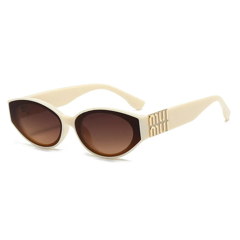 Luxuriöse Glamour-Sonnenbrille für Damen und Herren, oval, minimalistisch, Modemarke, Sonnenbrille, Unisex, stilvolle Farbtöne, UV400