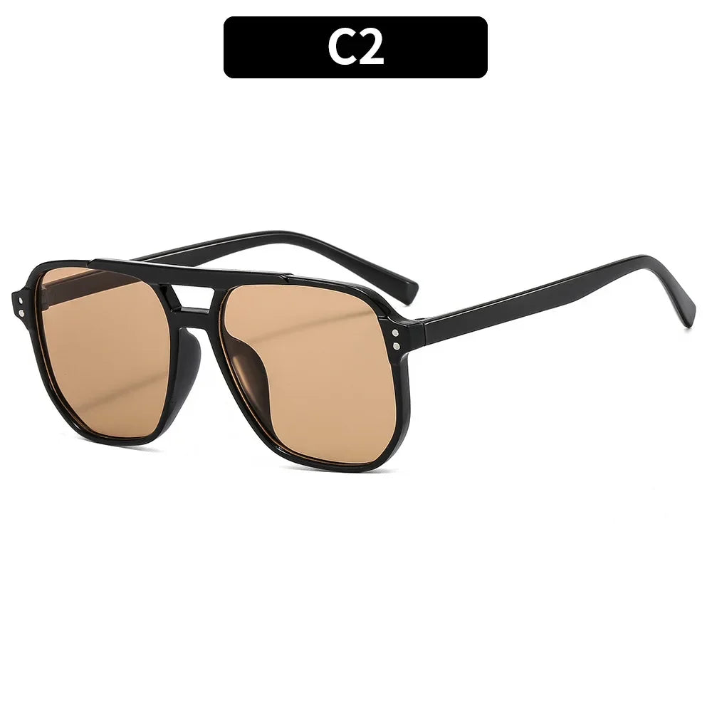 Vintage Quadratische Sonnenbrille für Frauen Männer Dicker Rahmen Doppelte Brücken Brillen Weibliche Chic Polygon Sonnenbrille UV400 Shades