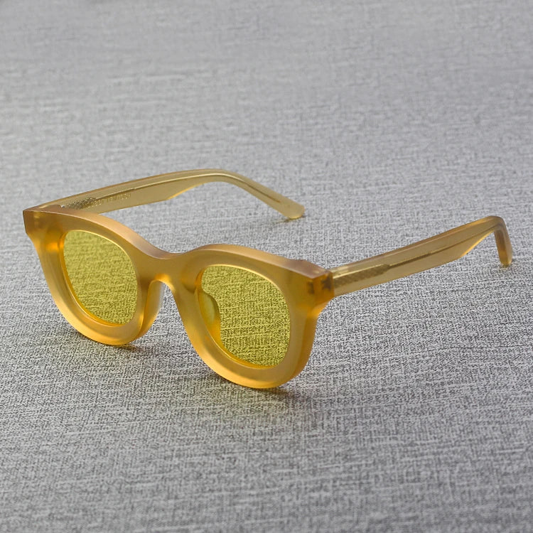 2024 Retro-Sonnenbrille für Damen und Herren, modisch, Acetat, quadratisch, grau, grüner Rahmen, matt gefrostet, UV400, handgefertigte Sonnenbrille