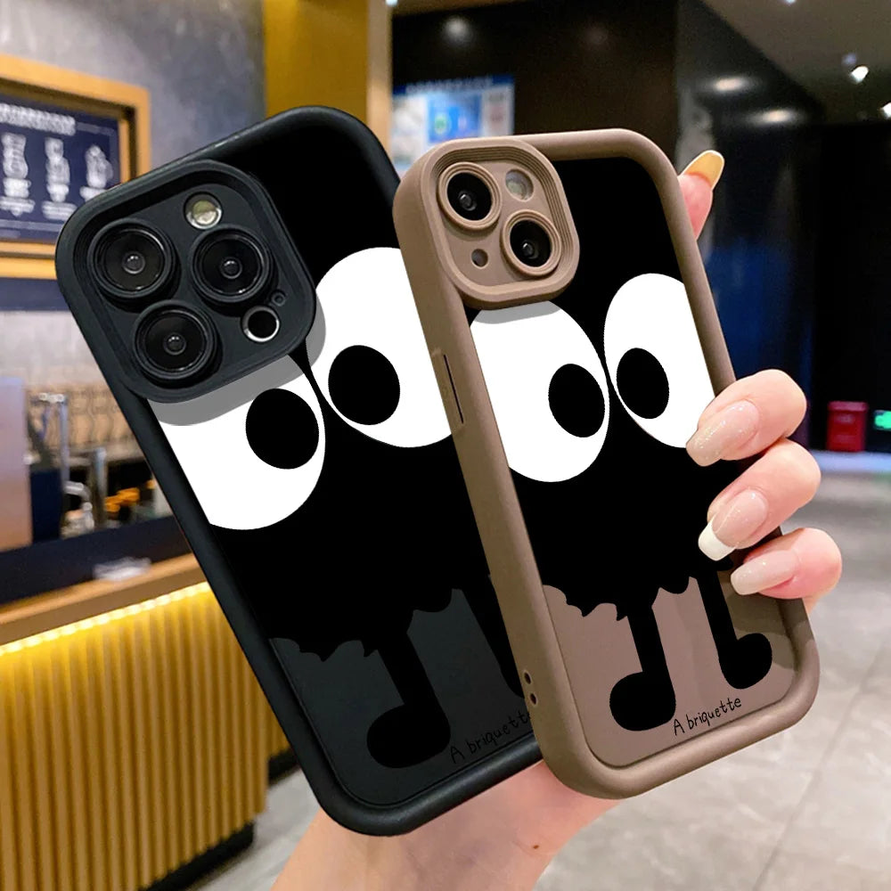 Schwarze Briketts Handyhülle für iPhone 14 16 11 12 13 15 Pro Max 14 Plus 15Pro 7 8 SE2020 XR XS Hüllen Flüssigsilikon Rückseite