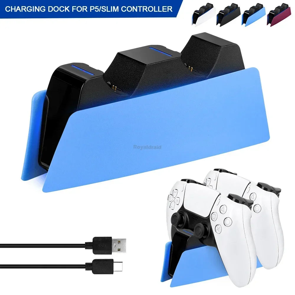 5 FARBEN für PS5-Controller, Ladestation, Dual-Schnellladestation für PS5, Typ C und PS5-Edge-Game-Controller mit LED-Anzeige