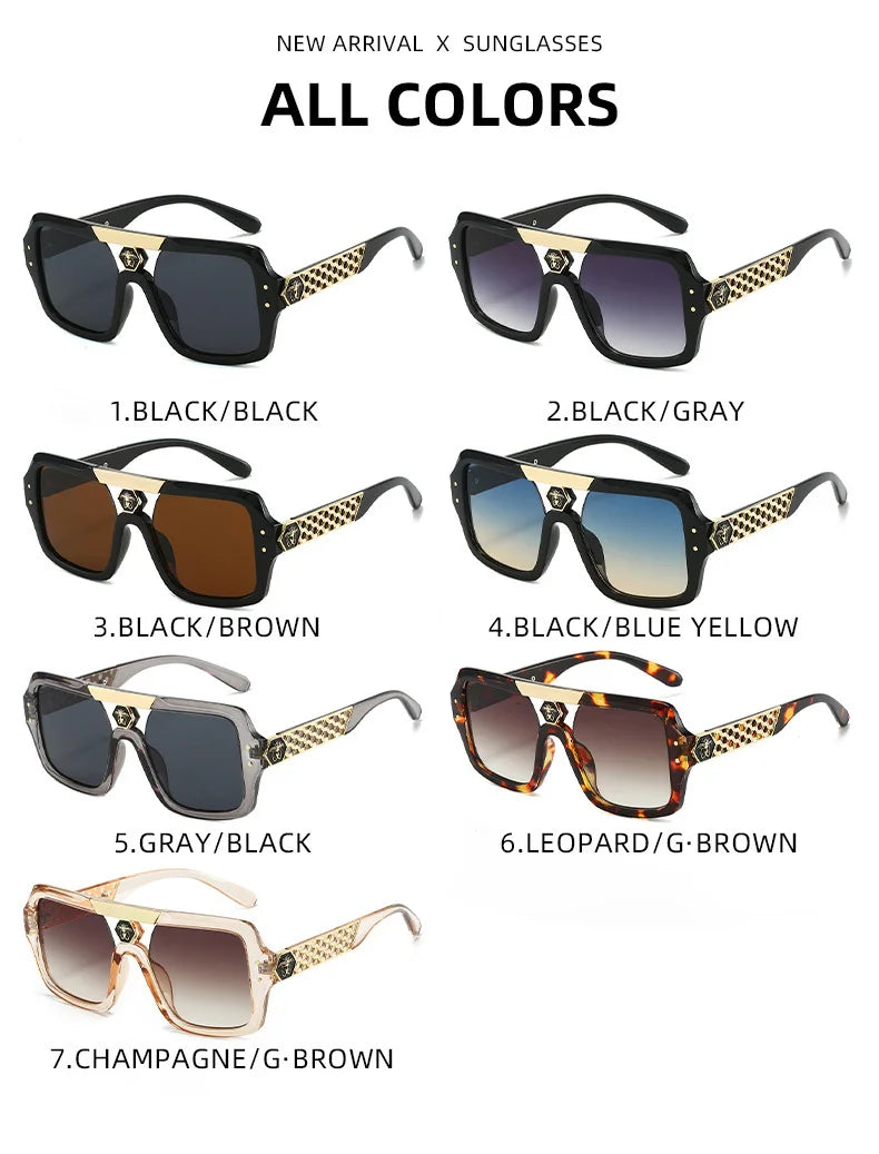 Vintage Luxus Designer Quadrat Sonnenbrille Für Frauen Männer Mode Übergroßen Retro Sonnenbrille Im Freien Fahren Retro Schatten UV400