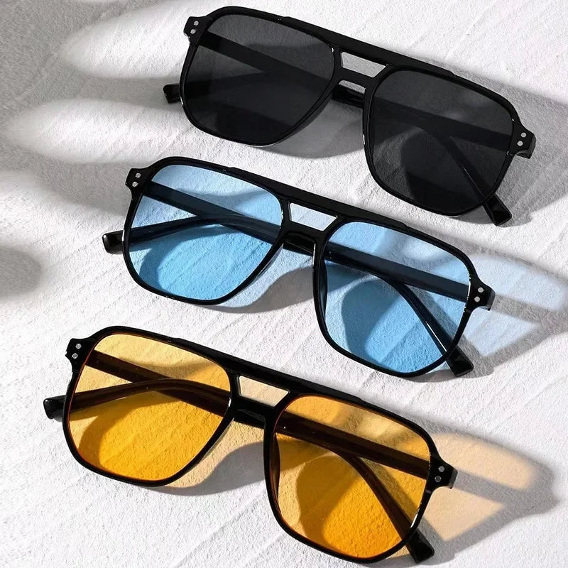 Vintage Männer Frauen Große Sonnenbrille Männer Platz Shades Unisex Sonnenbrille Schwarz Objektiv Männlich Weiblich Sonnenbrille UV400 Gläser