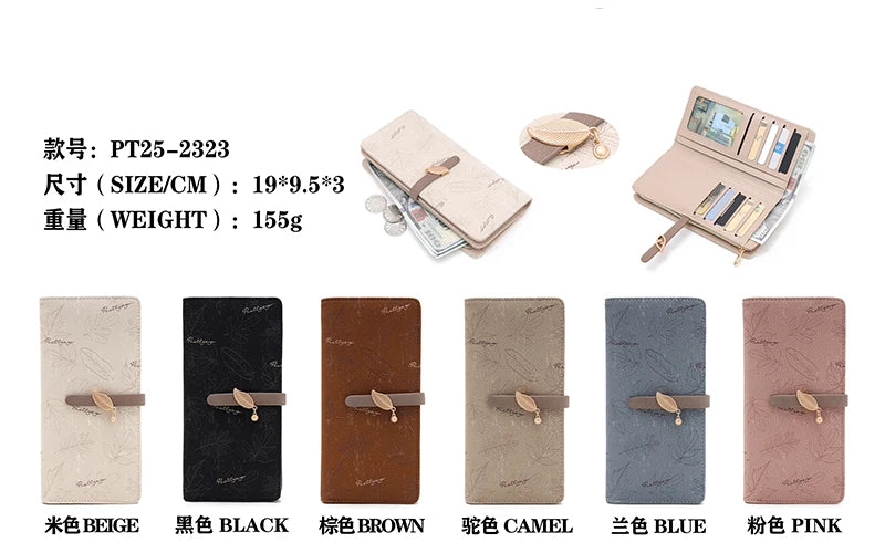 Geldbörse – langer Stil, koreanische Ausgabe, PU-Leder, bedruckt, mit Reißverschluss, gefaltet, mit mehreren Deckkraft, modisch, vielseitig, bedruckter Reißverschluss