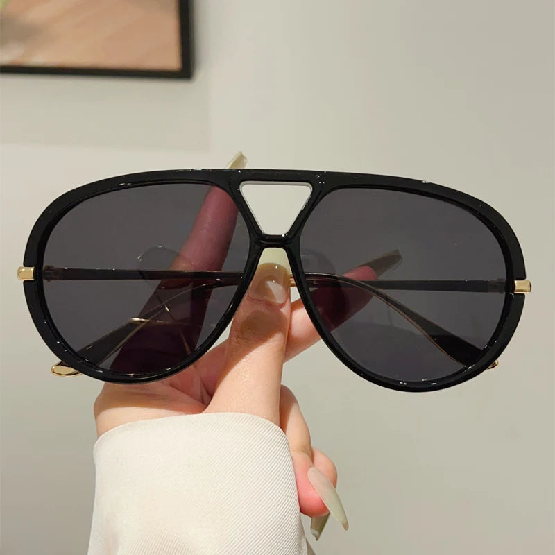 KAMMPT Übergroße Piloten-Sonnenbrille, 2025, neu im Vintage-Stil, Doppelsteg-Sonnenbrille, Damen, trendiges Luxus-Markendesign, Outdoor-Sonnenbrille