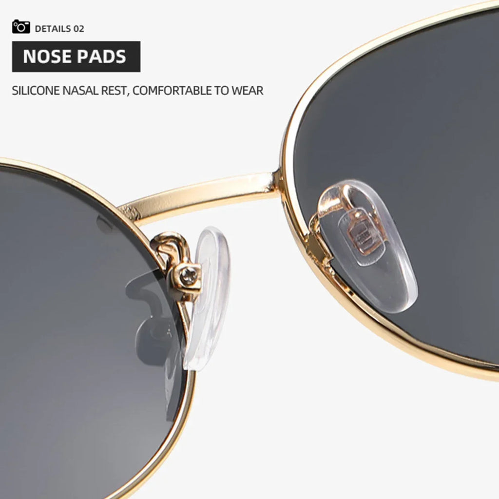 Luxuriöse Unisex-Sonnenbrille aus Metall, ovale Form, modisch, UV400-Schutz, elegante Farbtöne für Damen und Herren