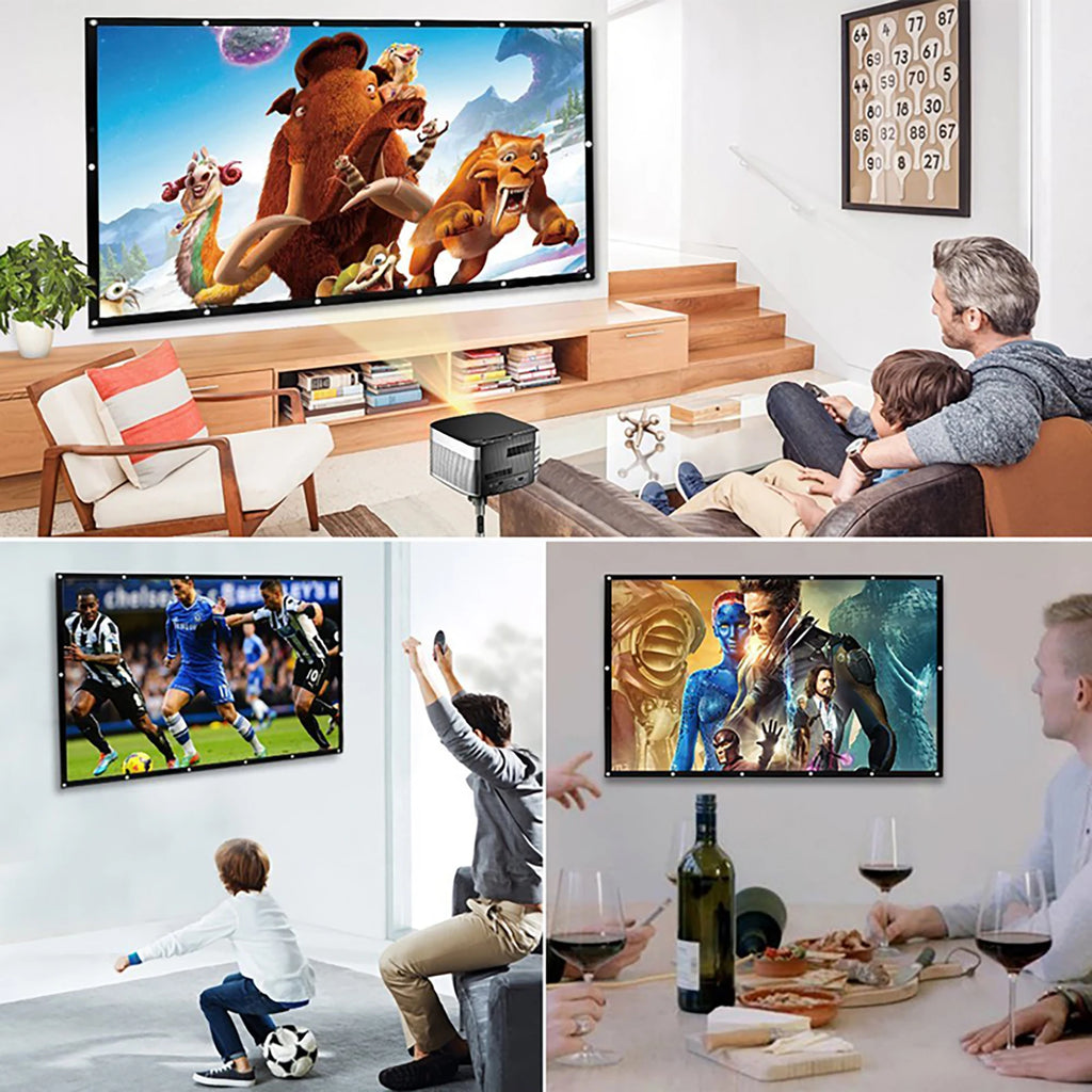 Einfache Projektor-Leinwand, tragbare Projektionsvorhang-Tuch, Heimkino, Büro, Outdoor-Film, 60/72/84/100/120/150 Zoll HD-Display