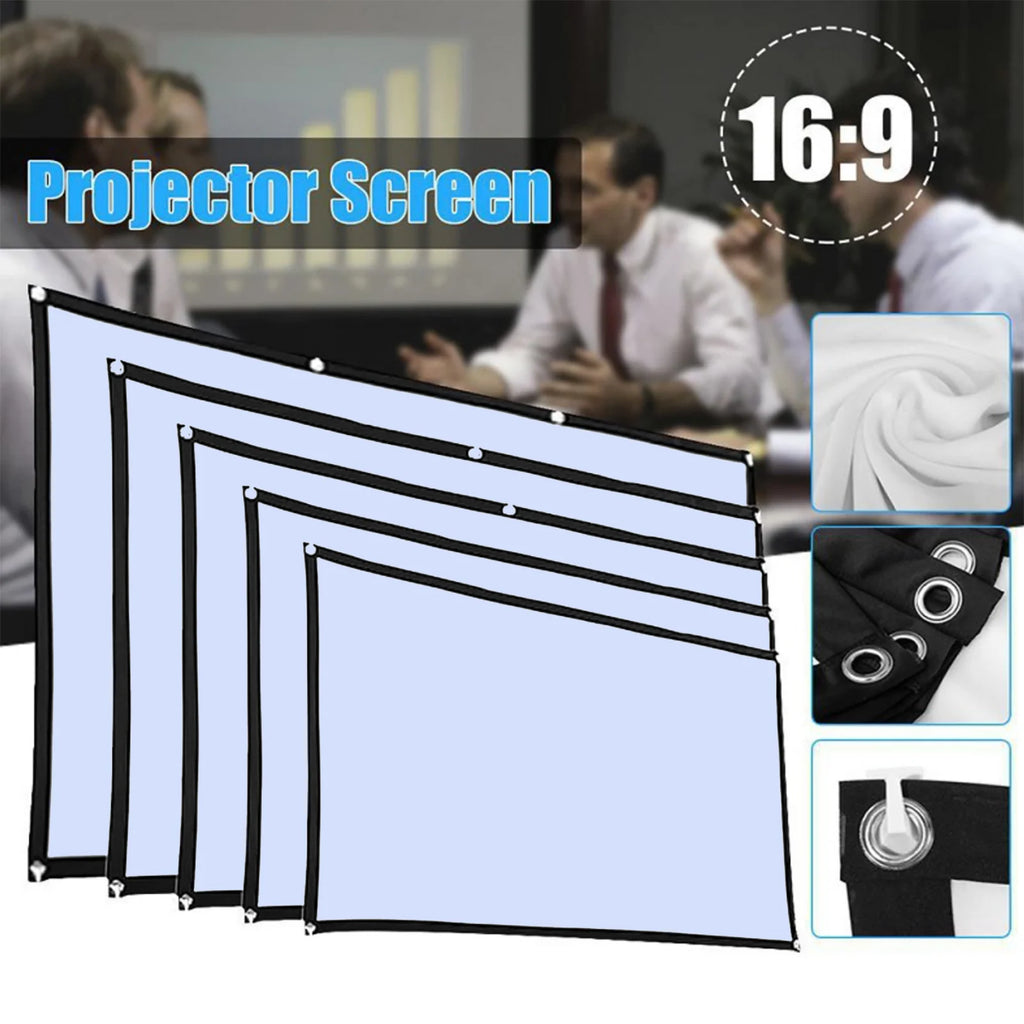 Einfache Projektor-Leinwand, tragbare Projektionsvorhang-Tuch, Heimkino, Büro, Outdoor-Film, 60/72/84/100/120/150 Zoll HD-Display