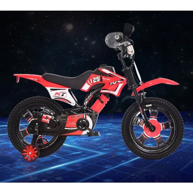 Bequemes und sicheres Lauflernfahrrad für Kinder – 12/14/16 Zoll Simulations-Motorradfahrrad für frühes Fahrtraining von Kindern