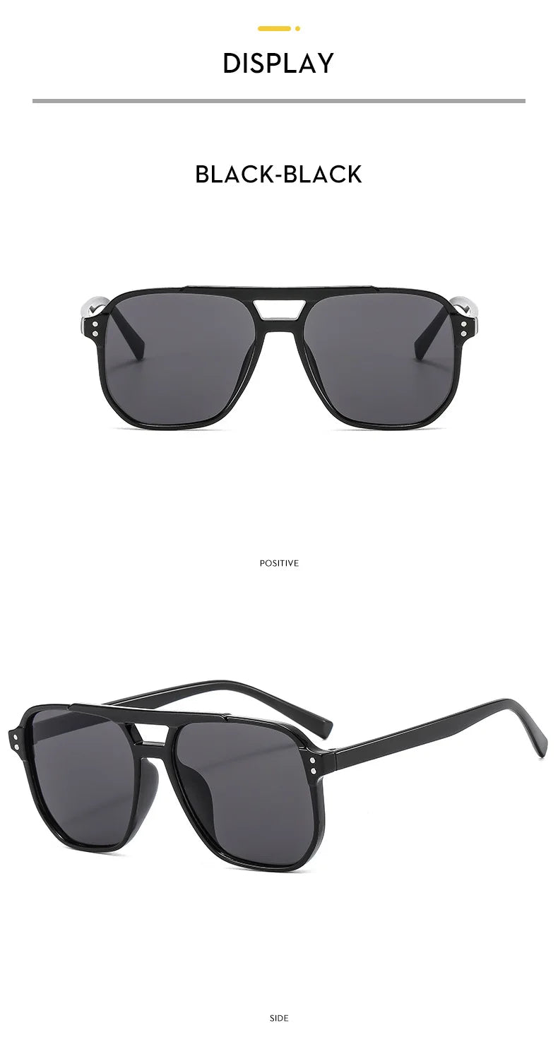 Vintage Quadratische Sonnenbrille für Frauen Männer Dicker Rahmen Doppelte Brücken Brillen Weibliche Chic Polygon Sonnenbrille UV400 Shades