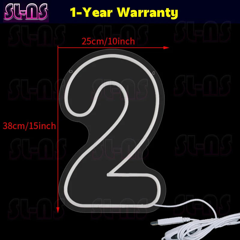 LED-Leuchtreklame mit warmen Farbzahlen, Geburtstags-Acryl-Lichter von 0 bis 9, mit Schalter für Hochzeit, Party, Business, Schönheitssalon, Wanddekoration