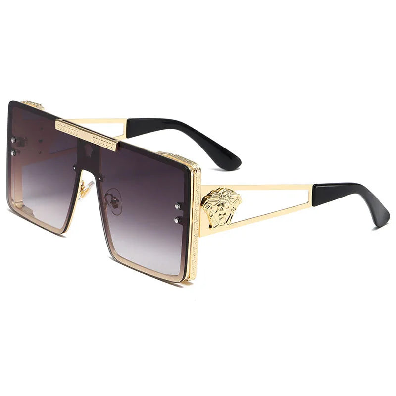 Neue stilvolle Sonnenbrille mit übergroßen Rahmen, trendiges Metalldesign, perfekt für Modeshows und coolen Streetstyle.