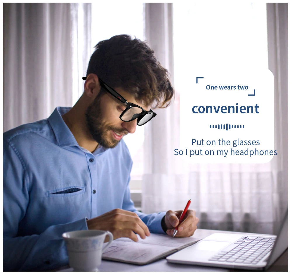 SENBONO E13 Intelligente Brille: Blaulichtfilterung, polarisierte Sonnenbrillengläser, Audio, integriertes Mikrofon, Lautsprecher, Touch- und Sprachassistent
