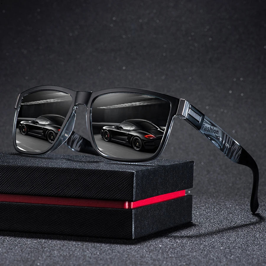 4PCS Mode Vintage Muster Quadrat Sonnenbrille Männer Frauen Angeln Fahren Mann Luxus Marke Designer Sonnenbrille UV400 Brillen ﻿