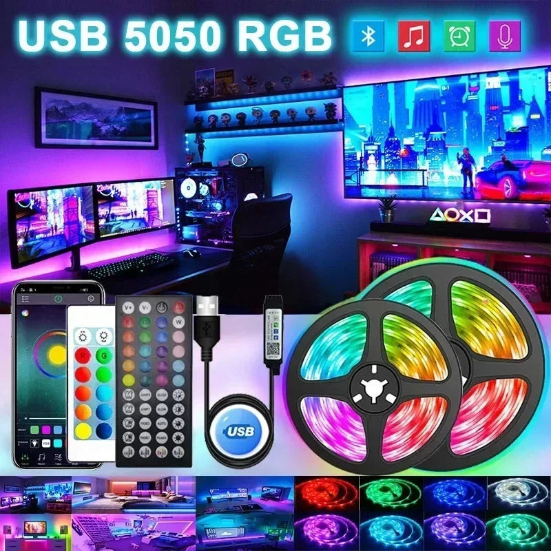 RGB LED Streifen Lichter 5V USB Led Licht Farbwechsel Fernbedienung APP Steuerung Farbwechsel Flexible Lampe Band 1M-30M TV Hintergrundbeleuchtung