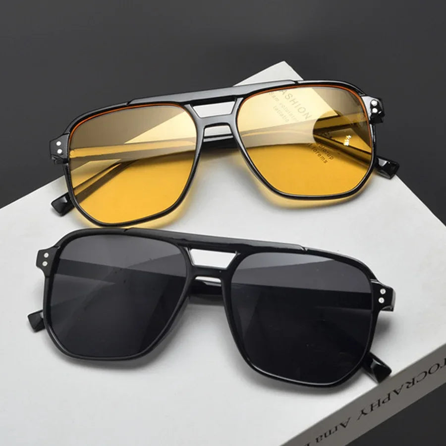 Vintage Männer Frauen Große Sonnenbrille Männer Platz Shades Unisex Sonnenbrille Schwarz Objektiv Männlich Weiblich Sonnenbrille UV400 Gläser