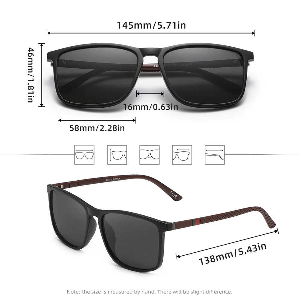 Klassische rechteckige Sonnenbrille für Männer und Frauen, zum Fahren, Angeln, UV400-Schutz, polarisierte Modebrille