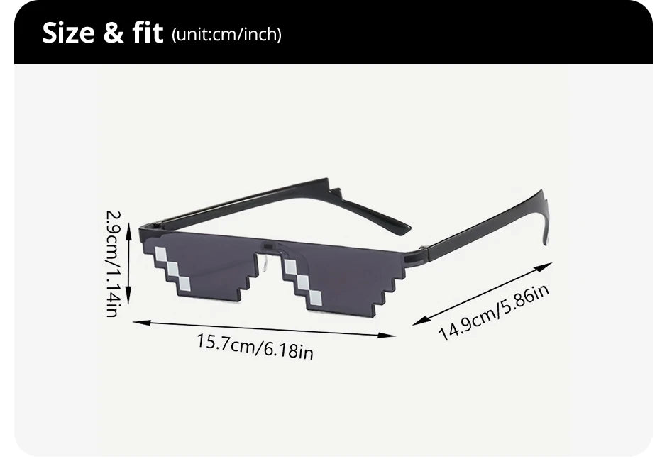 2 Stück Mosaik Sonnenbrille coole Party Vintage-Sonnenbrillen für Männer pixel ige Sonnenbrille lustige Frauen Brille