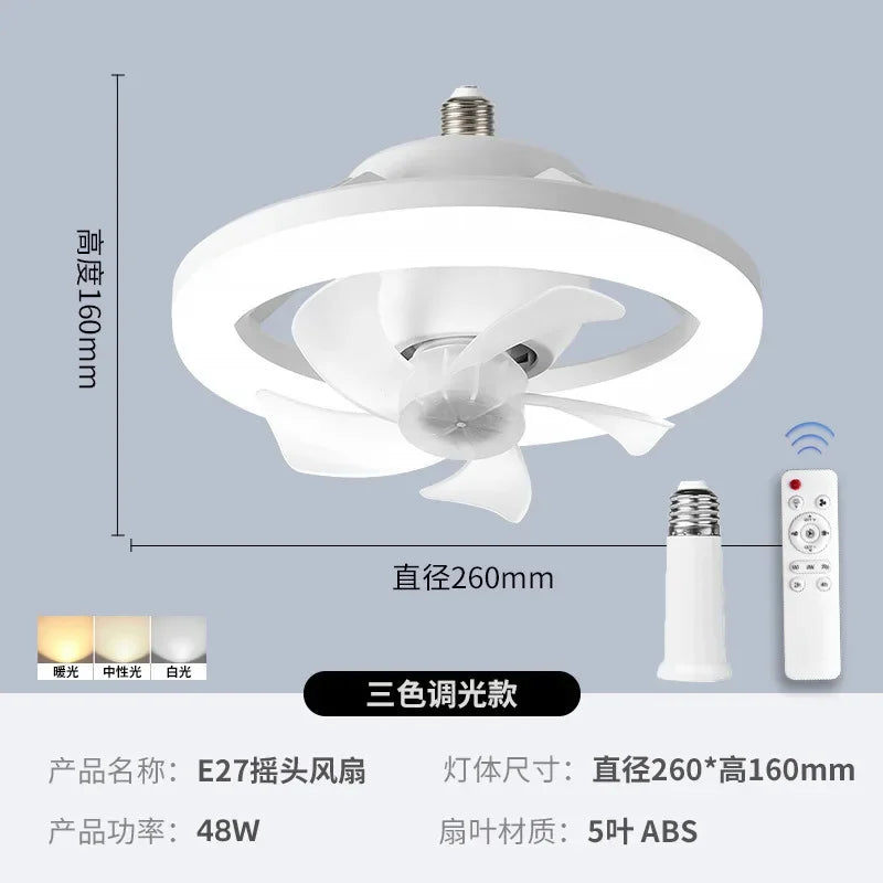 Neueste 360 ° bewegliche Kopf Decken ventilatoren Licht e27 LED-Fernbedienung RGB dreistufige Wind geschwindigkeit Wohnzimmer Esszimmer Schlafzimmer heiß