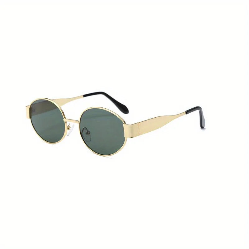 Ovale Sonnenbrille für Damen und Herren, trendige Sonnenbrille mit Metallrahmen, klassische Farbtöne