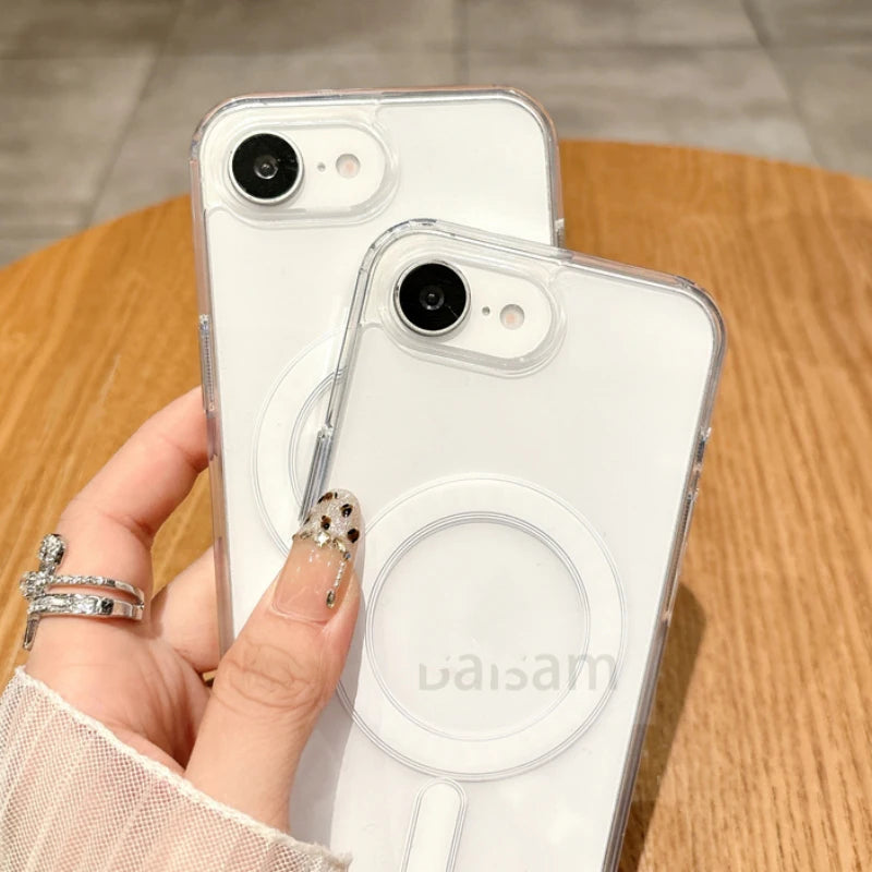 Für Magsafe Magnetische Transparente Telefon Fall Für iphone 16E 15 14 13 12 Mini 11 16 Pro Max XR X XS Max 7 8 Plus SE2020 Soft Cover