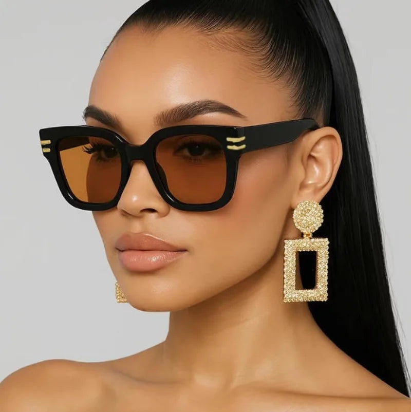 Quadratische, übergroße Sonnenbrille 2025, trendige Premium-UV-blockierende Fahrsonnenbrille für Männer und Frauen, Persönlichkeit, Unisex-Brillenschirme