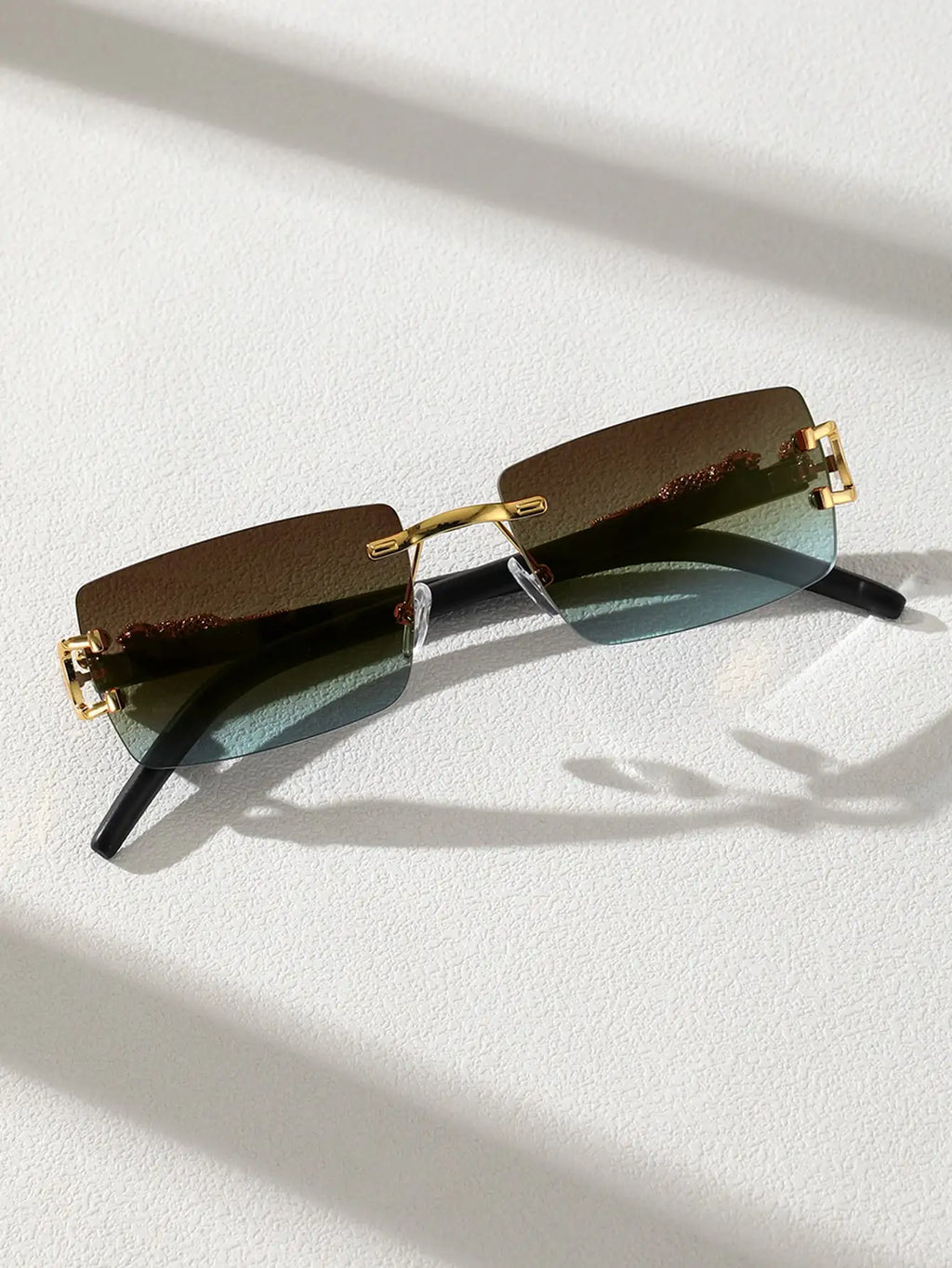 1/2 Stück modische, trendige, rahmenlose, rechteckige, personalisierte Sonnenbrille für den Alltag