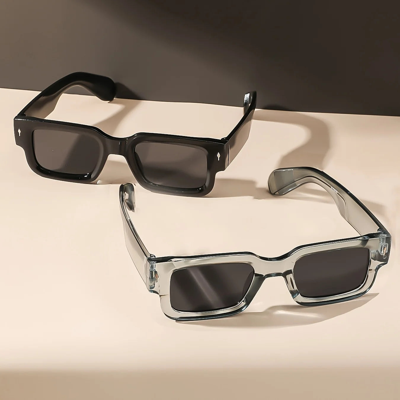 1PC Unisex Retro Quadratische Sonnenbrille Klassischer UV-Schutz Kunststoffrahmen für Outdoor-Reisen Fahren