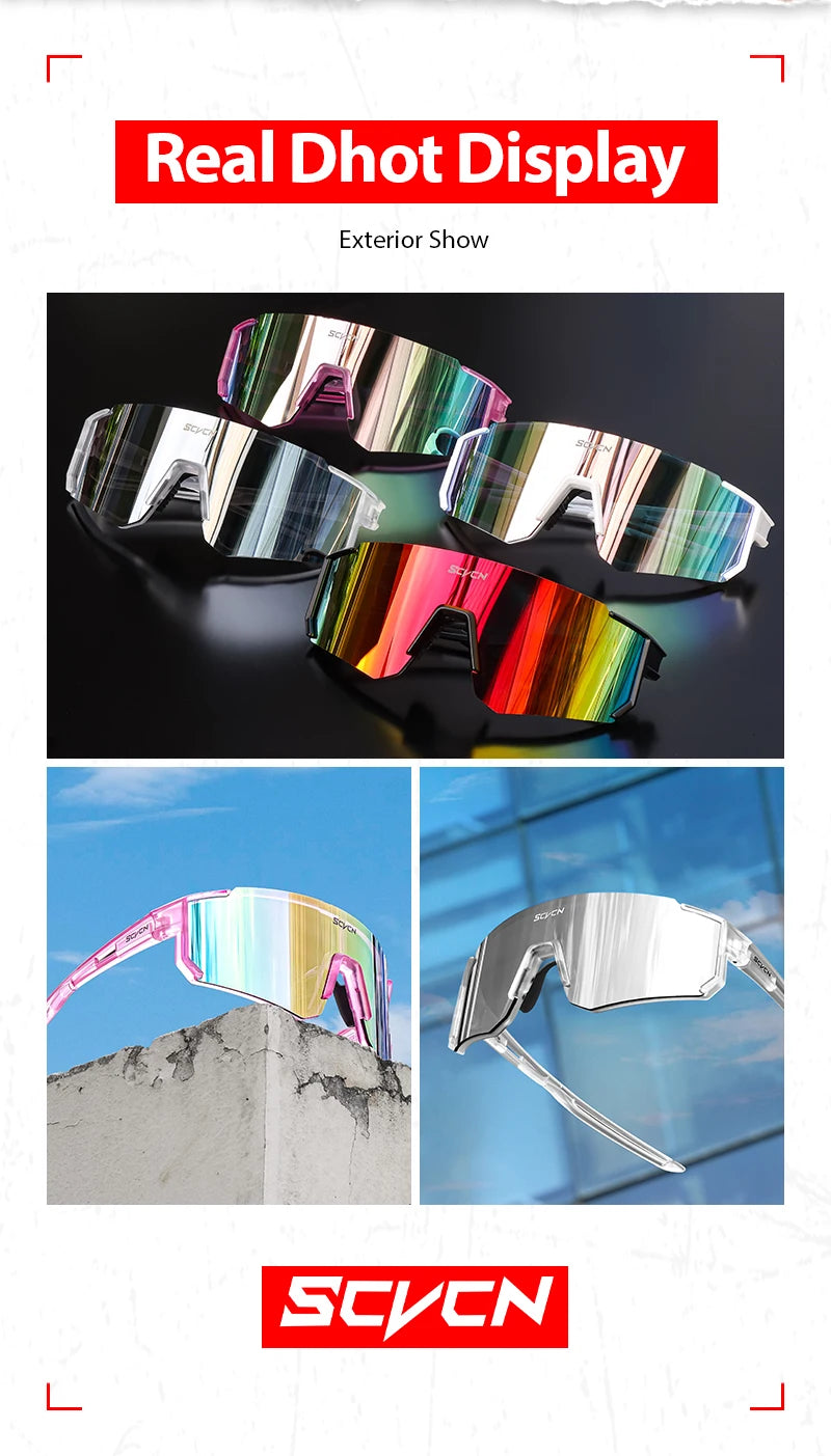 SCVCN Neue Outdoor Radfahren Sonnenbrille Männer MTB Fahrrad Brille Sport Wandern Bergsteigen Frauen Fahrrad Radfahren UV400 Brille