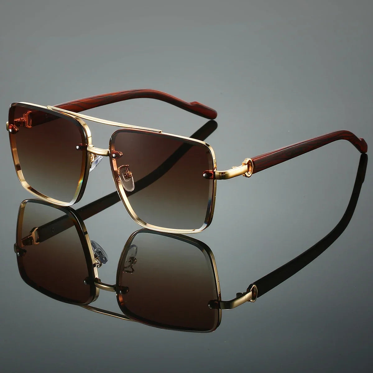 KAMMPT Mode Retro Quadratische Metall Shades frauen Original Marke Design Fahren Sonnenbrille Neue Doppel Brücke Pilot Sonnenbrille