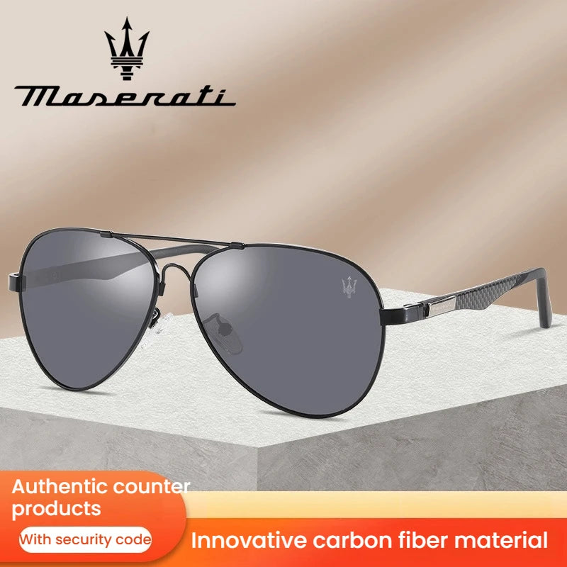 MASERATI Sonnenbrille, neue modische Schutzbrille, stilvolle, ungerahmte Metallrand-Sonnenbrille für Männer und Frauen, coole Pose, trendiges Design 10785