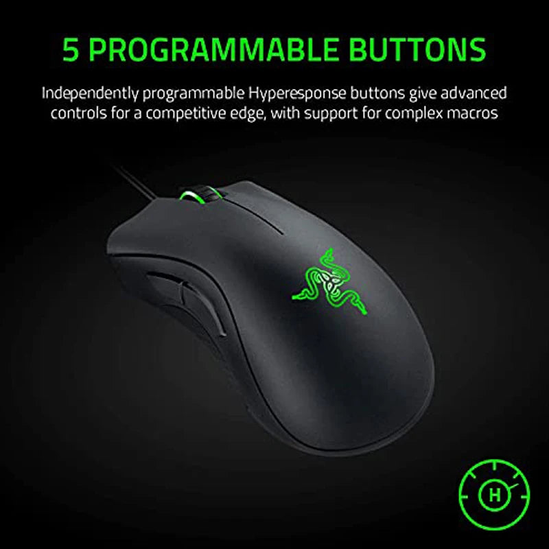 Razer DeathAdder Essential Gaming-Maus, 6400 DPI, optischer Sensor, 5 programmierbare Tasten – mechanische Schalter, seitliche Griffe aus Gummi