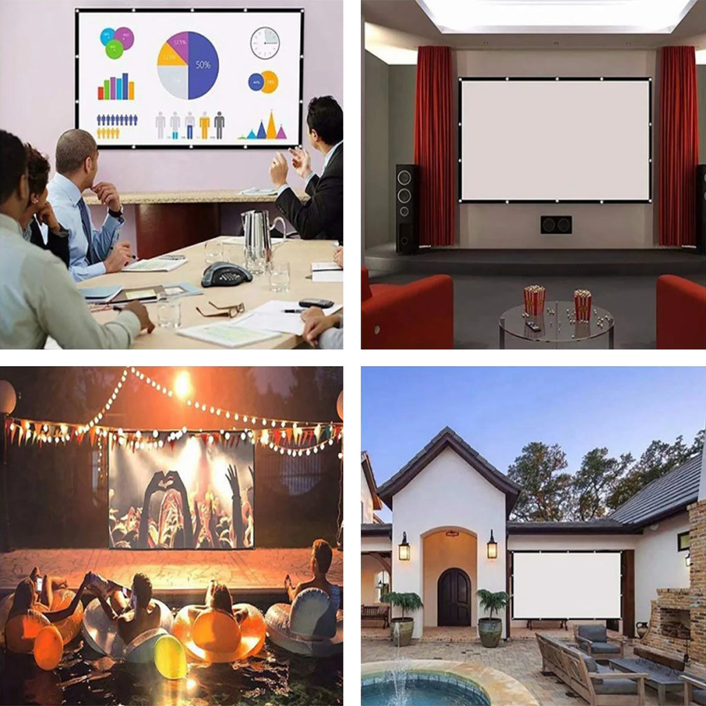 Einfache Projektor-Leinwand, tragbare Projektionsvorhang-Tuch, Heimkino, Büro, Outdoor-Film, 60/72/84/100/120/150 Zoll HD-Display