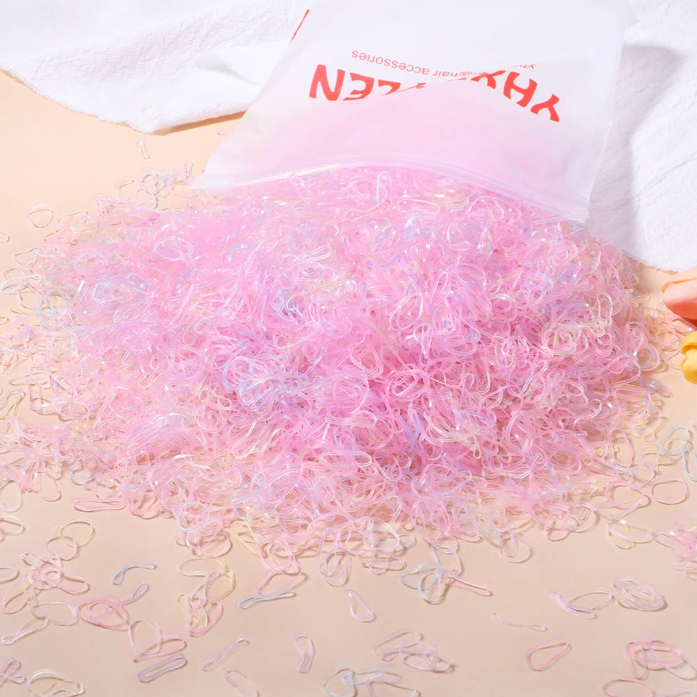 500/1000/2000 stücke Mädchen bunte Einweg Gummiband Haar gummis Stirnband Kinder Pferdes chwanz Halter Bänder Kinder Haarschmuck