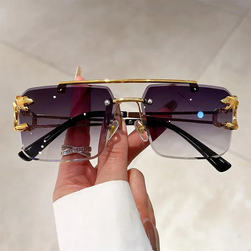 Sonnenbrille Herren Mode Randlose Sonnenbrille Shades Objektiv Damen Rahmenlose Brillen