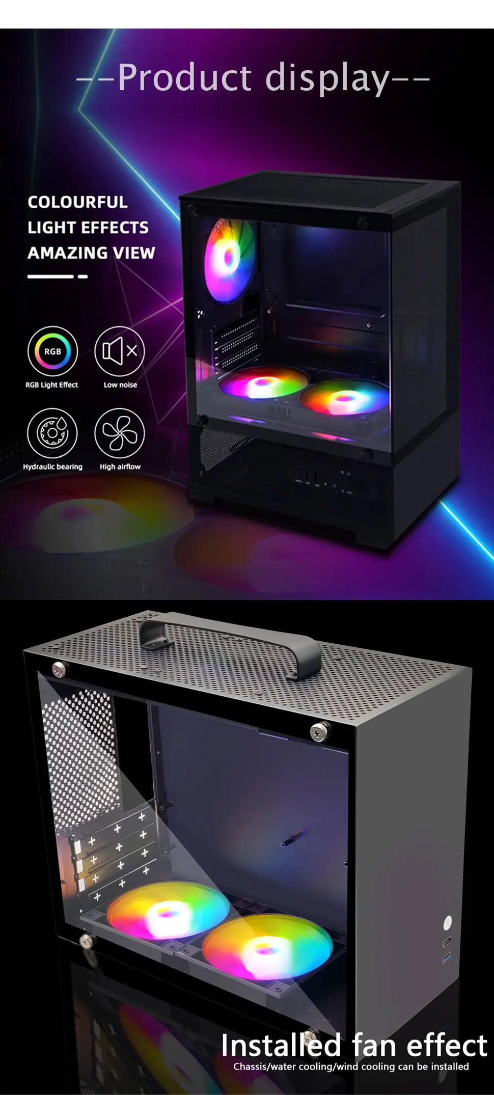 Manmu 120 mm Computergehäuse-Lüfter, stumm, Regenbogen-LED-Licht für Kühler, RGB-Lüfter für PC-Lüfterkühlung